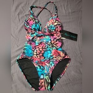 Aqua Green multicolor bathing suit Medium